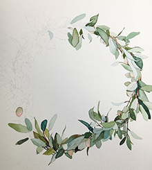 Watercolor Wreath Painting 