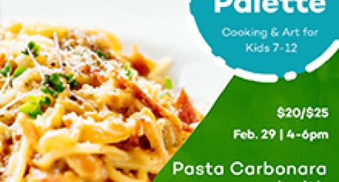 Italian pasta carbonara served with DaVinci
